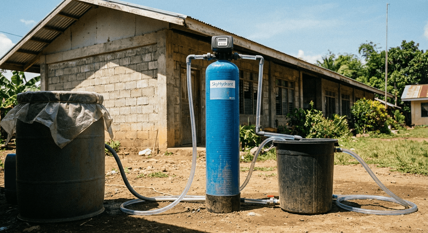 SkyHydrant ultrafiltration unit installed at a school in the Philippines